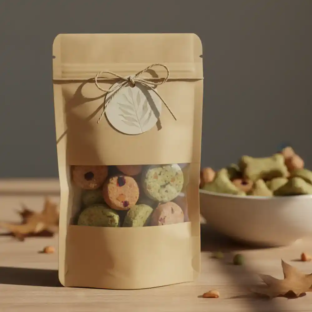 Vegane Leckerlis für Hunde in umweltfreundlicher Verpackung